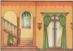 Spanish hallway for California or Florida house